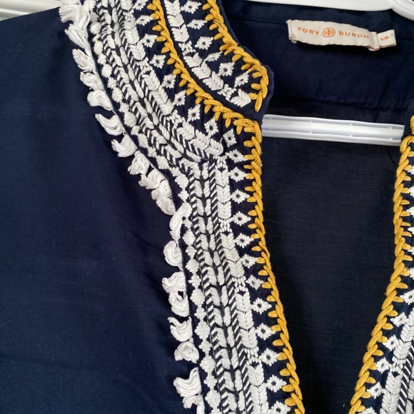 Tory Burch navy embroidered tunic - Picture 4 of 6